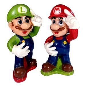 Vtg 1990s Nintendo Mario & Luigi Brothers Ceramic Chalkware Coin Piggy Bank 13"
